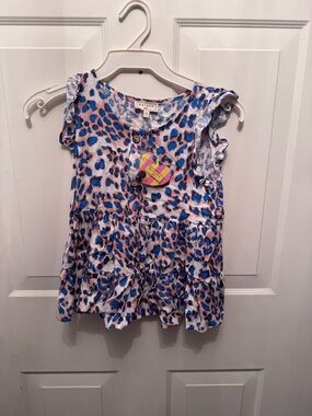Hayden Blue and Pink Leopard Print Ruffle Tank Dress